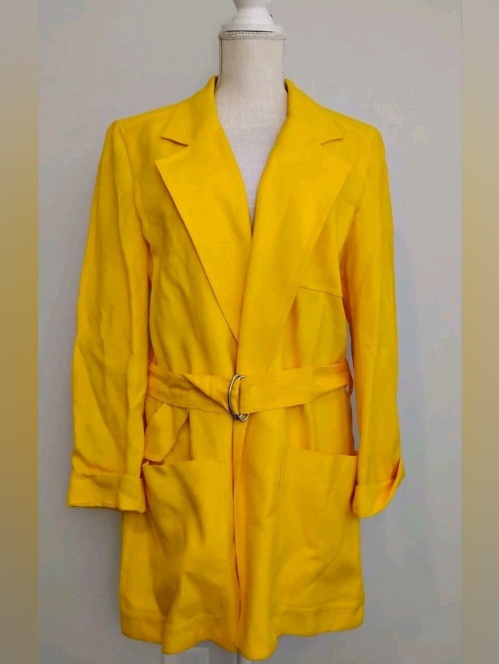 Christian Dior Canary Yellow Belted Blazer Jacket Vintage Size M